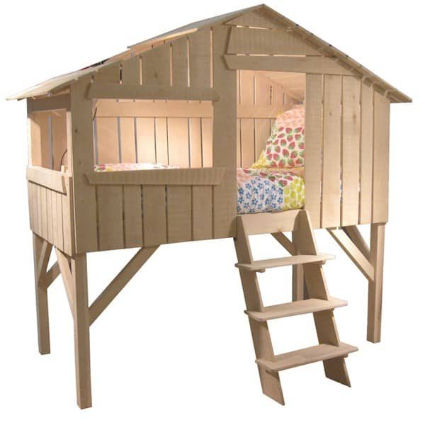 Mathy by Bols Kids Tree House Single Cabin Bed in Natural Lime Wood yoyohome childrens