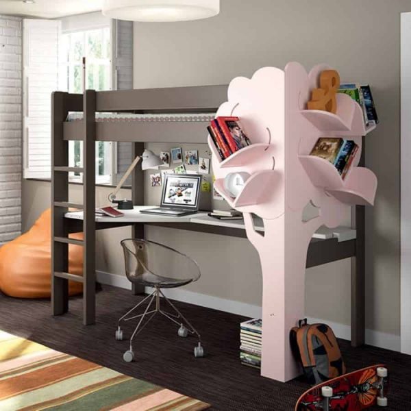 Mathy by Bols Dominique High Sleeper Bed with Desk & Bookcase childrens yoyohome