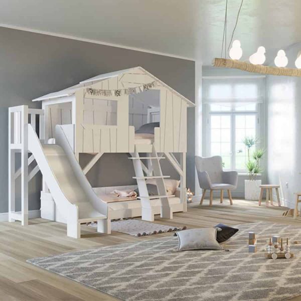 Mathy by Bols Treehouse Bunk Bed with Platform & Slide childrens yoyohome